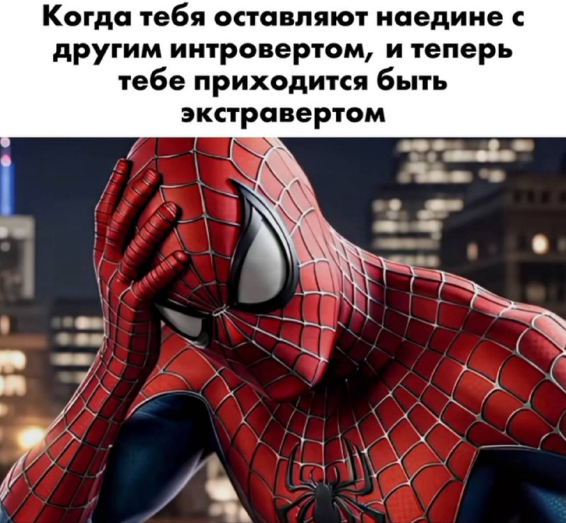 Когда тебя оставляют наедине с другим интровертом, и теперь тебе приходится быть экстравертом